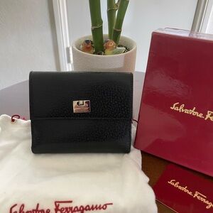 Salvatore Ferragamo Wallet Black Leather.  Made in Italy.  Mint & New in Box!